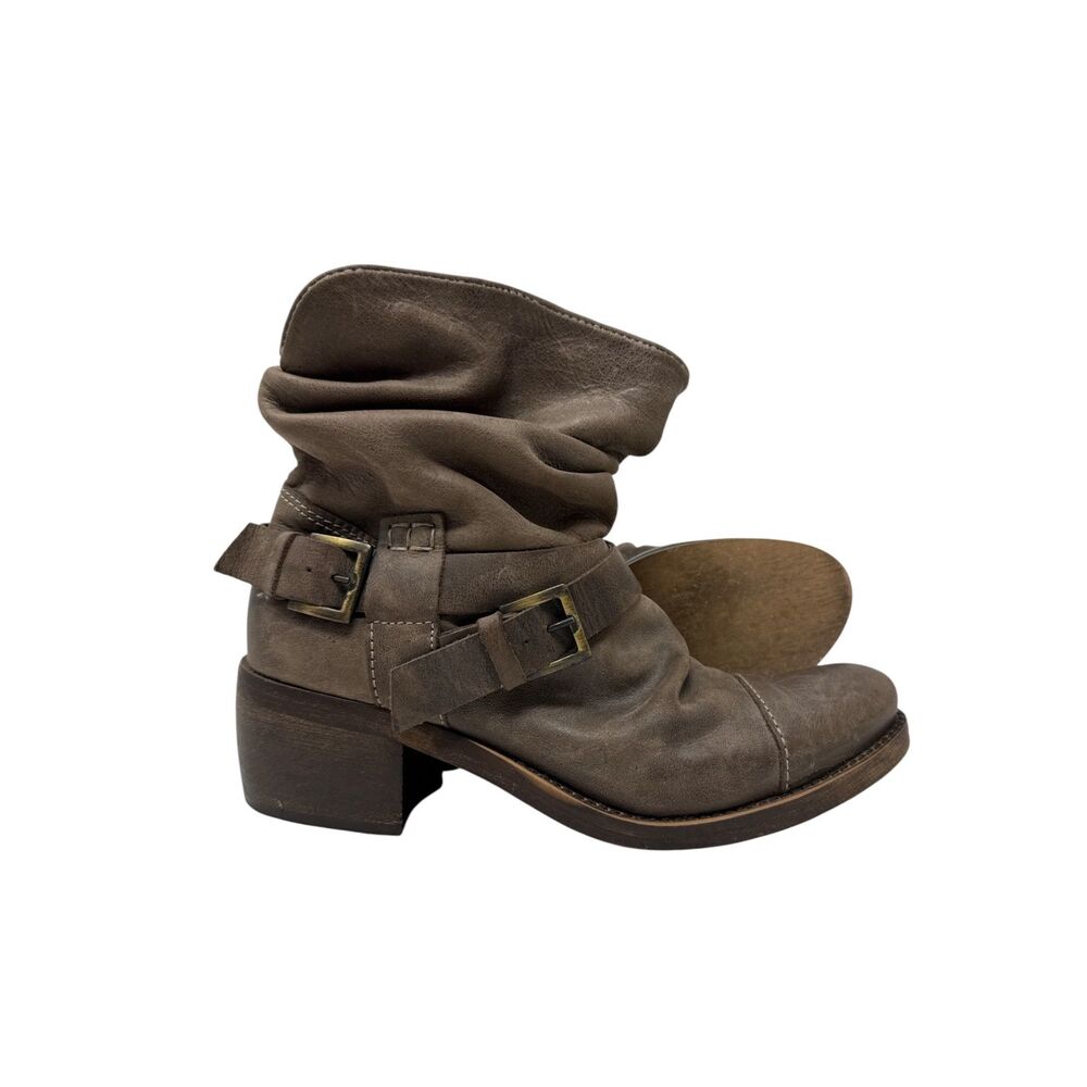 Aldo Slouch Bootie Size 6 Brown womens leather buckle ankle boots